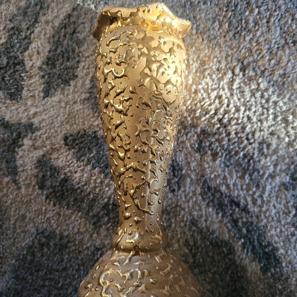 Vintage Hand Decorated Porcelain Vase Weeping Bright Gold 22K  Mid Century US - Picture 2 of 12